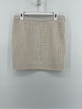 Gat Rimon Cut Out Elegant White Textured Women's Skirt
